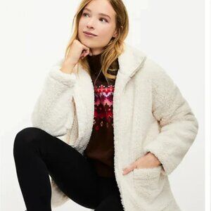 Lou & Grey Cream Cozy and Stylish Sherpa Teddy Jacket Size M